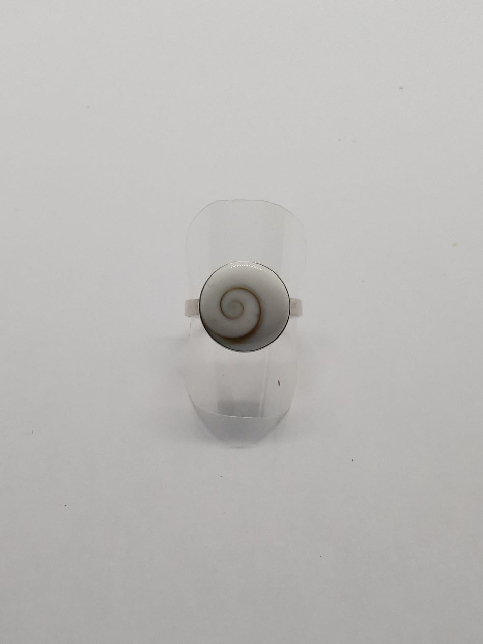 Bague En Oeil De Sainte Lucie - Taille 57 - Monture Argent 925‰ - Style Ancien Et Naturel - Occasion Portée